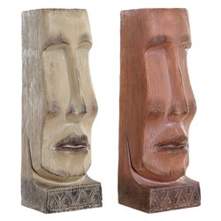 Planter DKD Home Decor 16 x 17 x 49 cm Face Beige Terracotta Resin (2 Units) (S3016051) - Teknashop Ltd