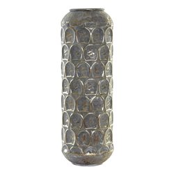 Vase DKD Home Decor Aged finish Grey Golden Metal Oriental 19 x 19 x 47 cm (S3015268) - Teknashop Ltd