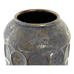 Vase DKD Home Decor Aged finish Grey Golden Metal Oriental 19 x 19 x 47 cm (S3015268) - Teknashop Ltd