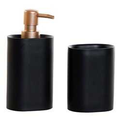 Bath Set DKD Home Decor Black Golden PVC Resin Glam 8,5 x 6 x 18 cm (2 Units) (S3016230) - Teknashop Ltd