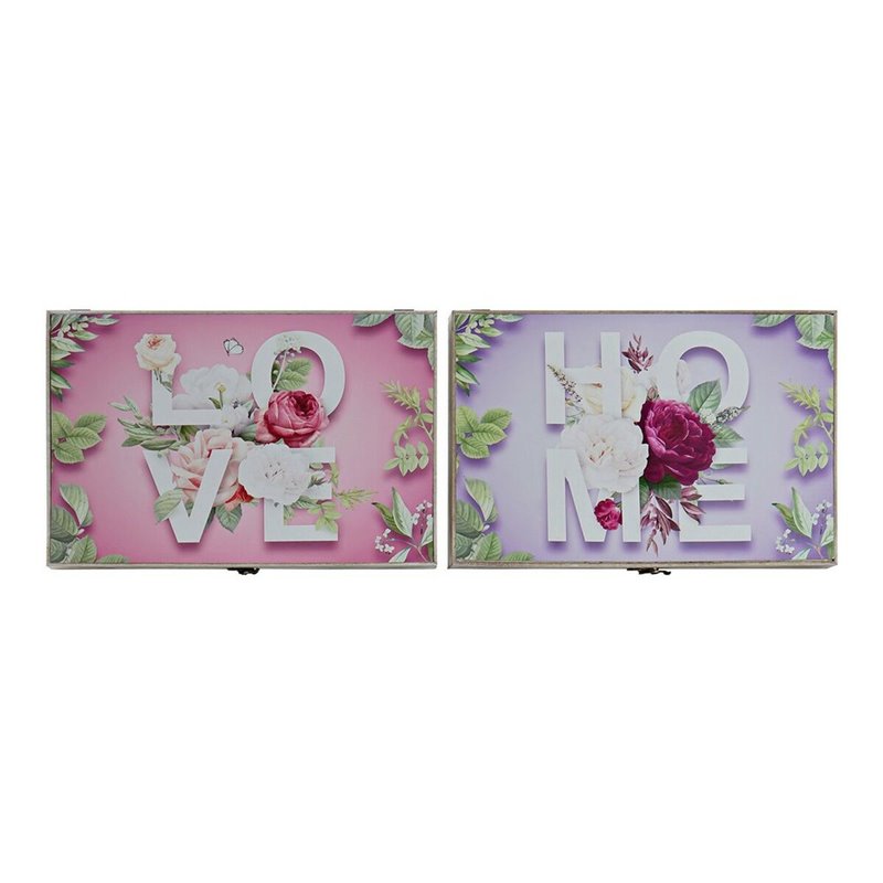 Cover DKD Home Decor 8424001797189 Counter Wood MDF Wood Pink Lilac 2 Units 46 x 6 x 32 cm (S3014121) - Teknashop Ltd