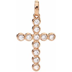 AMEN Mod. CROCE PICCOLA Argento IP Oro rosa e Zirconi