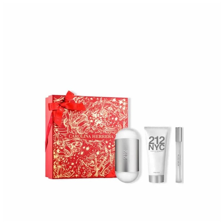 Carolina Herrera 212 Nyc Eau De Toilette Spray 100ml Set 3 Pieces - woman - Teknashop Ltd