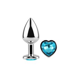 Blue Heart Metal Butt Plug Size S