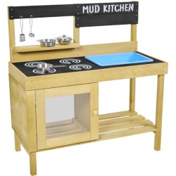 Wooden Mud Kitchen with Oven, Sink & Accessories - Teknashop Ltd