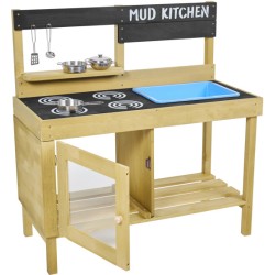 Wooden Mud Kitchen with Oven, Sink & Accessories - Teknashop Ltd