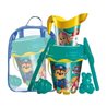 MOCHILA CUBO PLAYA CASTILLO PAW PATROL CON CEDAZO, PALA, RASTRILLO Y MOLDES 18 CM