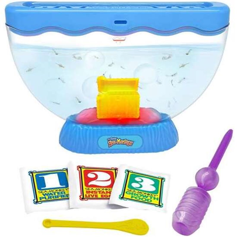 SEA MONKEYS OCEAN ZOO COFRE DEL TESORO CON LUZ EXP 12 PIEZS. SON PLACTON Y MICRO CRUSTÁCEOS.INCLUYE HUEVOS DE VIDA INSTANTANEA C