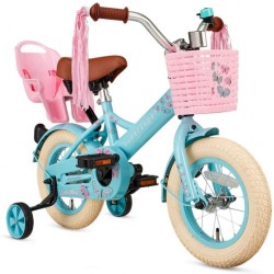 Little Miss 12 Inch 21,5 cm Girls Coaster Brake Turquoise/Pink