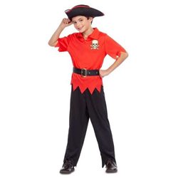 DISFRAZ PIRATA ROJO 5-6 AÑOS (SOMBRERO, CAMISA, CINTURÓN Y PANTALONES) - Teknashop Ltd