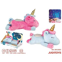 PELUCHE PROYECTOR MUSICAL UNICORNIO, CON LUCES Y SONIDOS 345X155X20CM - MODELOS SURTIDOS