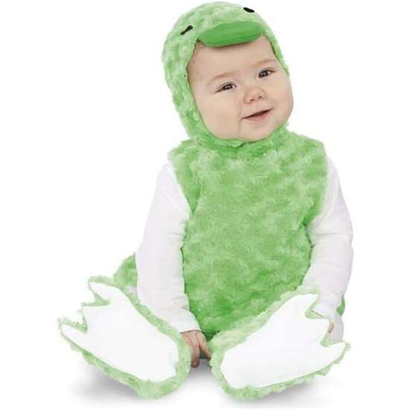 DISFRAZ BEBÉ PATITO PELUCHE VERDE (VESTIDO, GORRO, COLA Y PATUCOS) TALLA 0-6 MESES