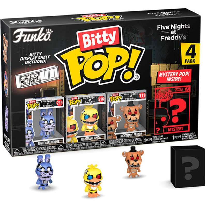 BLISTER 4 FIGURAS BITTY POP FIVE NIGHTS AT FREDDYS NIGHTMARE BONNIE