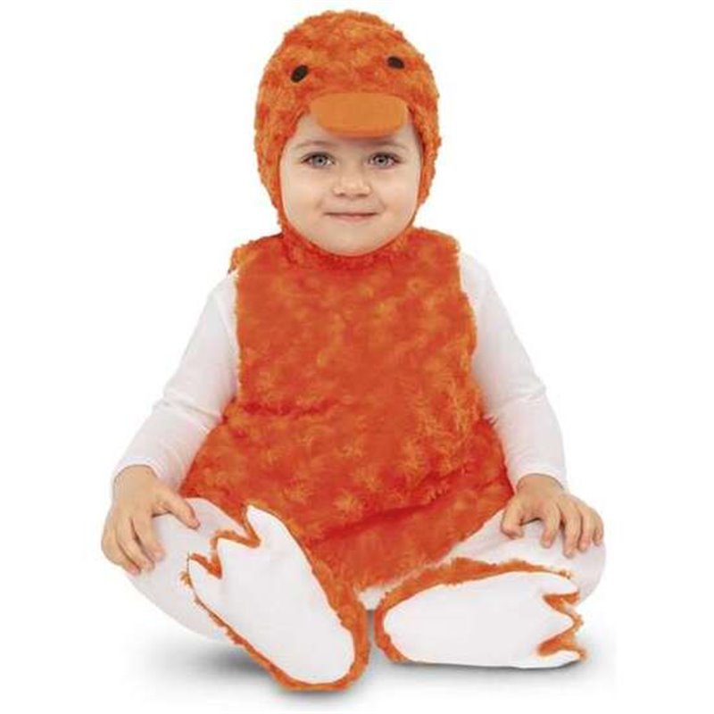 DISFRAZ BEBÉ PATITO PELUCHE NARANJA (VESTIDO, GORRO, COLA Y PATUCOS) TALLA 0-6 MESES