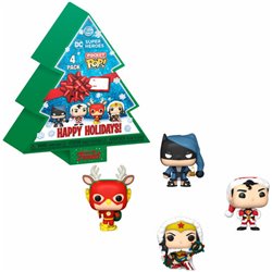 ARBOL CON 4 FIGURAS POCKET POP DC COMICS HAPPY HOLIDAYS