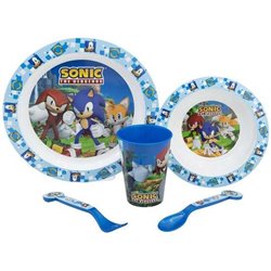 SET DE PLATO, CUENCO, VASO, CUCHARA Y TENEDOR SONIC (APTO PARA MICROONDAS)