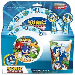 SET DE PLATO, CUENCO, VASO, CUCHARA Y TENEDOR SONIC (APTO PARA MICROONDAS)