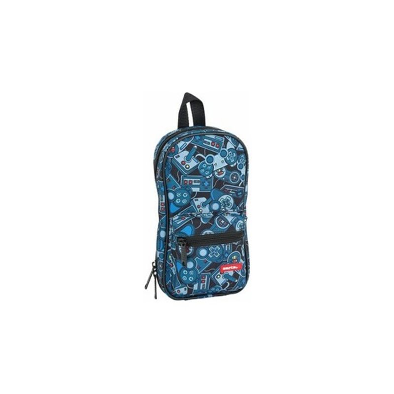 PLUMIER MOCHILA C/4 PORT. LLENOS SAFTA WELCOME GAMERS BLUE