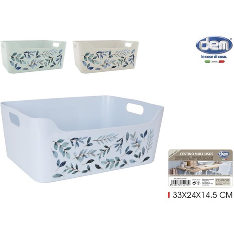 CESTA MULTIUSOS 33X24X14.5CM FLORES DEM