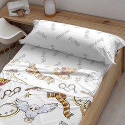 JUEGO DE SÁBANAS CON ALMOHADA Y BAJERA ESTAMPADAS 100% ALGODÓN MODELO HEDWIG PARA CAMA DE 90. 