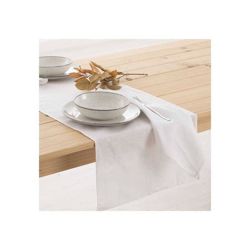 CAMINO DE MESA LINO 100% BLANCO - Teknashop Ltd