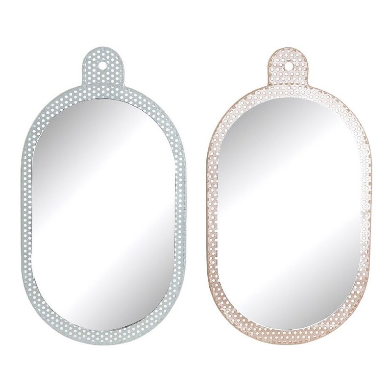 Wall mirror DKD Home Decor White Pink Metal Crystal 22 x 1,5 x 40 cm (2 Units) (S3014018) - Teknashop Ltd