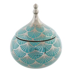 Jewelry box DKD Home Decor Porcelain Turquoise 14 x 14 x 17 cm (S3015275) - Teknashop Ltd