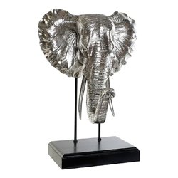 Decorative Figure DKD Home Decor RF-177266 42 x 30 x 56 cm Elephant Silver Black Resin Colonial MDF Wood (S3016830) - Teknashop 