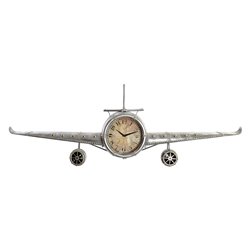 Wall Clock DKD Home Decor Aeroplane Metal Crystal (141 x 20 x 46.5 cm) (S3016571) - Teknashop Ltd