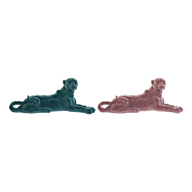 Decorative Figure DKD Home Decor Green Pink Resin Flocked Lion 26,5 x 9 x 11 cm (S3016860) - Teknashop Ltd