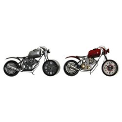 Table clock DKD Home Decor Motorcycle 44 x 13,5 x 23 cm Red Grey Motorbike Iron Vintage (2 Units) (S3016637) - Teknashop Ltd