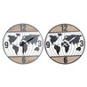 Wall Clock DKD Home Decor Black Grey Iron 60 x 4,5 x 60 cm MDF Wood World Map (2 Units) (S3016691) - Teknashop Ltd