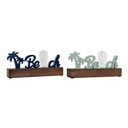 Decorative Figure DKD Home Decor Beach LED Green Navy Blue Mediterranean 34 x 8 x 16 cm (2 Units) (S3015423) - Teknashop Ltd