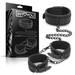 Collar and Hand Cuffs Set Vegan Leather - BS-093 - Teknashop Ltd