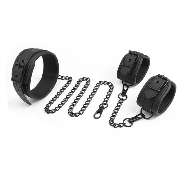 Collar and Hand Cuffs Set Vegan Leather - BS-093 - Teknashop Ltd