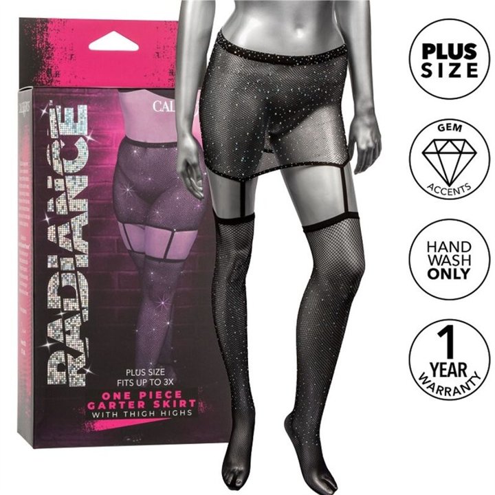 CALEXOTICS - RADIANCE GARTER SKIRT THIGH HIGHS PLUS SIZE - D-238368 - Teknashop Ltd