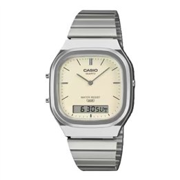 CASIO VINTAGE Mod. EDGY ROUNDED SQUARE - SILVER - WW.AQ-240E-7A2EF - Teknashop Ltd