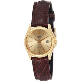CASIO COLLECTION Mod. LADY DATE LEATHER - GOLD - WW.LTP-1183Q-9ADF - Teknashop Ltd
