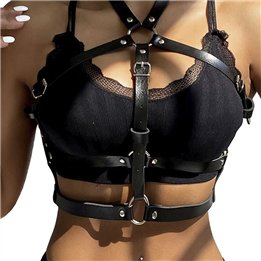 SUBBLIME - LEATHER RING CHEST HARNESS BLACK ONE SIZE - D-239271 - Teknashop Ltd