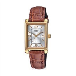 CASIO COLLECTION Mod. TANK, LEATHER - ARGENTEE - WW.LTP-1234PGL-7AEG - Teknashop Ltd