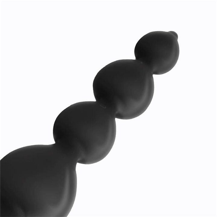 Clyde Beaded Butt Plug with Easy Pull Ring Silicone Black - T-134 - Teknashop Ltd