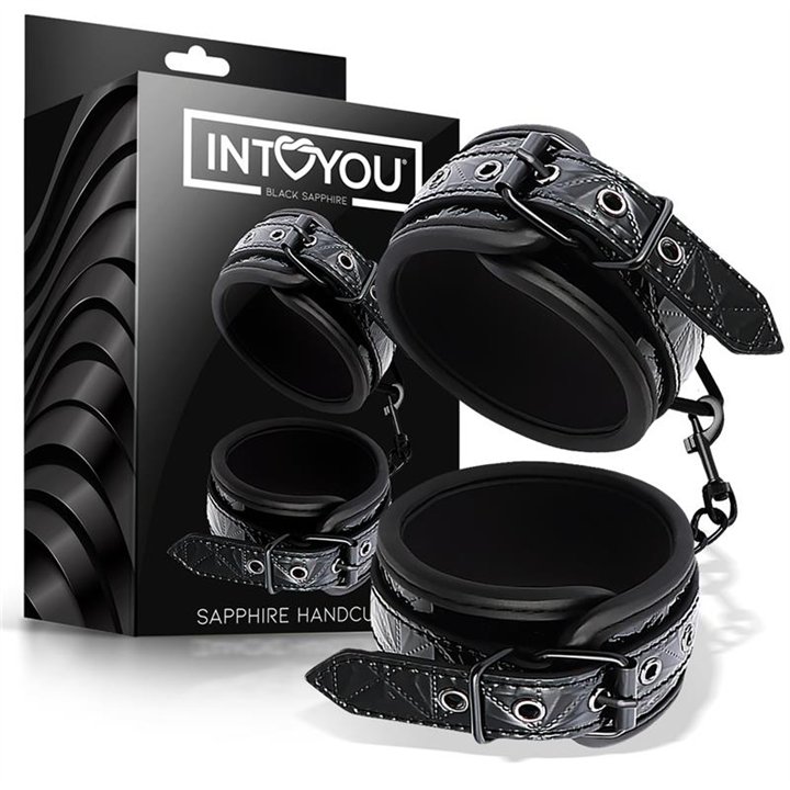 Adjustable Handcuffs Sapphire Vegan Leather - BD-499 - Teknashop Ltd
