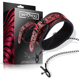 llar with Nipple Clamps Diamond Vegan Leather - DL-490 - Teknashop Ltd
