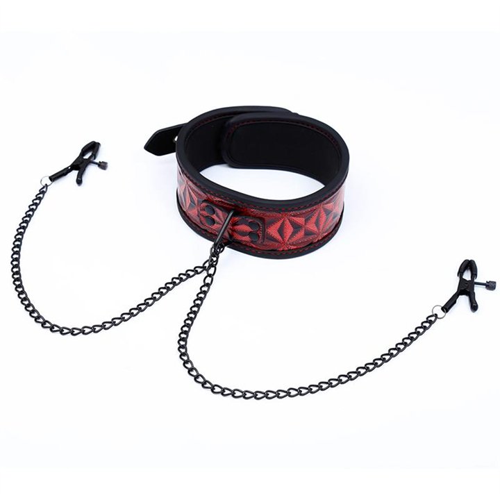 llar with Nipple Clamps Diamond Vegan Leather - DL-490 - Teknashop Ltd