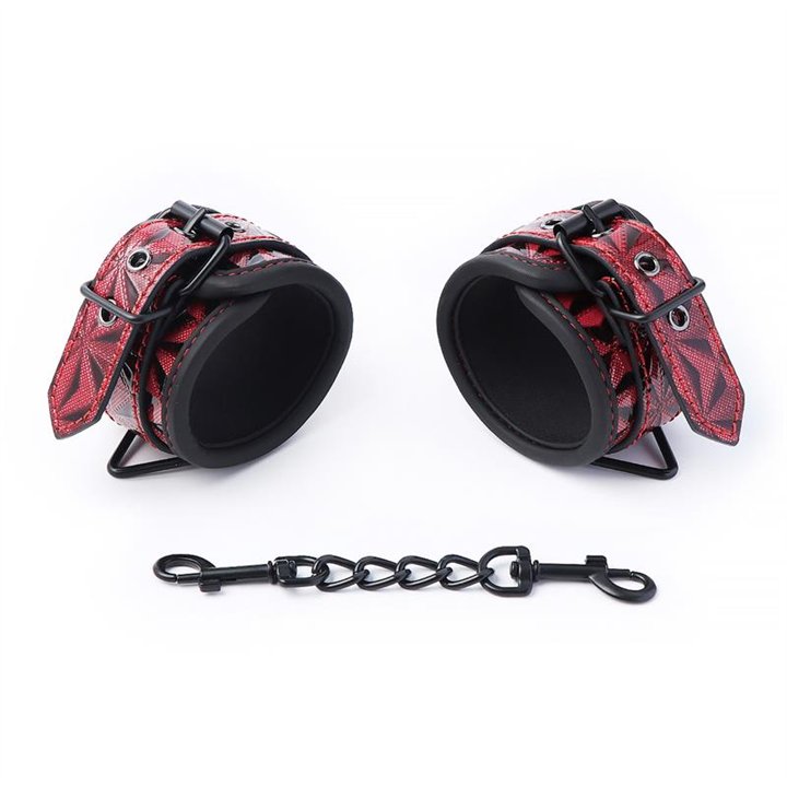 Adjustable Padded Handcuffs Diamond Vegan Leather - DL-474 - Teknashop Ltd