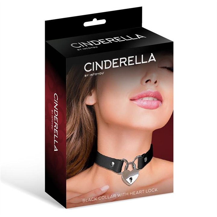 Collar with Heart Lock Vegan Leather One Size - CR-923 - Teknashop Ltd
