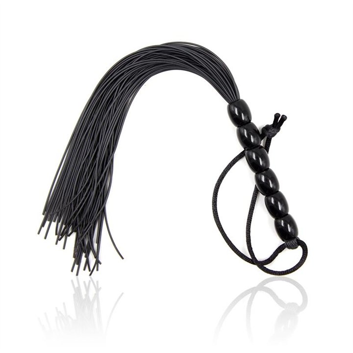 Silicone Flogger with 6 Beads Handle 26 cm Black - 843658379347 - Teknashop Ltd