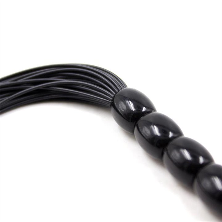 Silicone Flogger with 6 Beads Handle 26 cm Black - 843658379347 - Teknashop Ltd