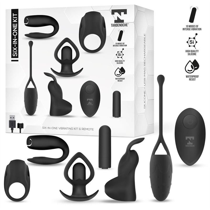 Six-In-One Vibrating Bullet and 6 Silicone Accessories Kit - T-029 - Teknashop Ltd