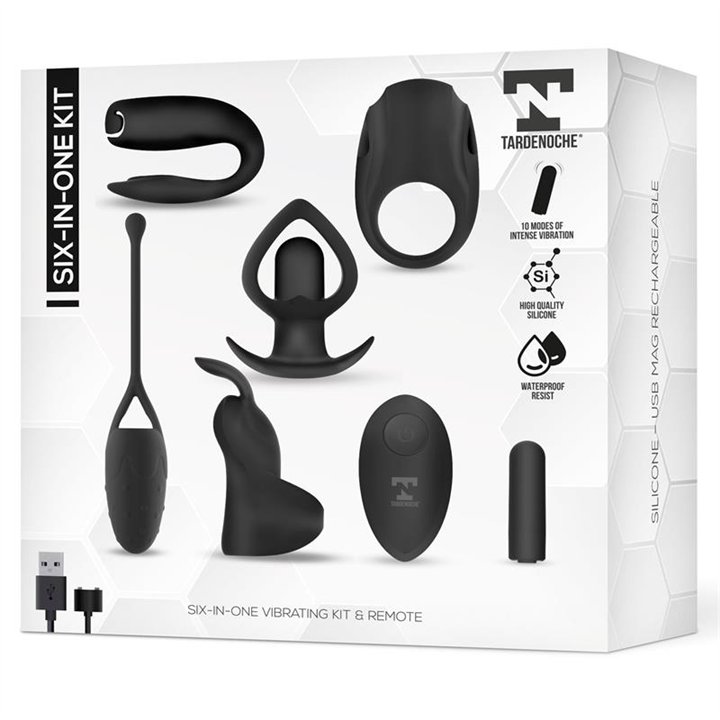 Six-In-One Vibrating Bullet and 6 Silicone Accessories Kit - T-029 - Teknashop Ltd